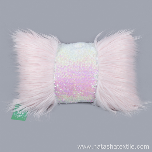 Ins long hair stitching sequined waist pillow